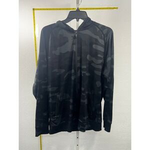 Sport Men 2XL Black Camo Full Zip Hoodie Lightweight Performance Jacket Camo